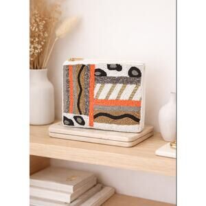 Kay Lee White Beaded Animal Pattern Coin Purse New